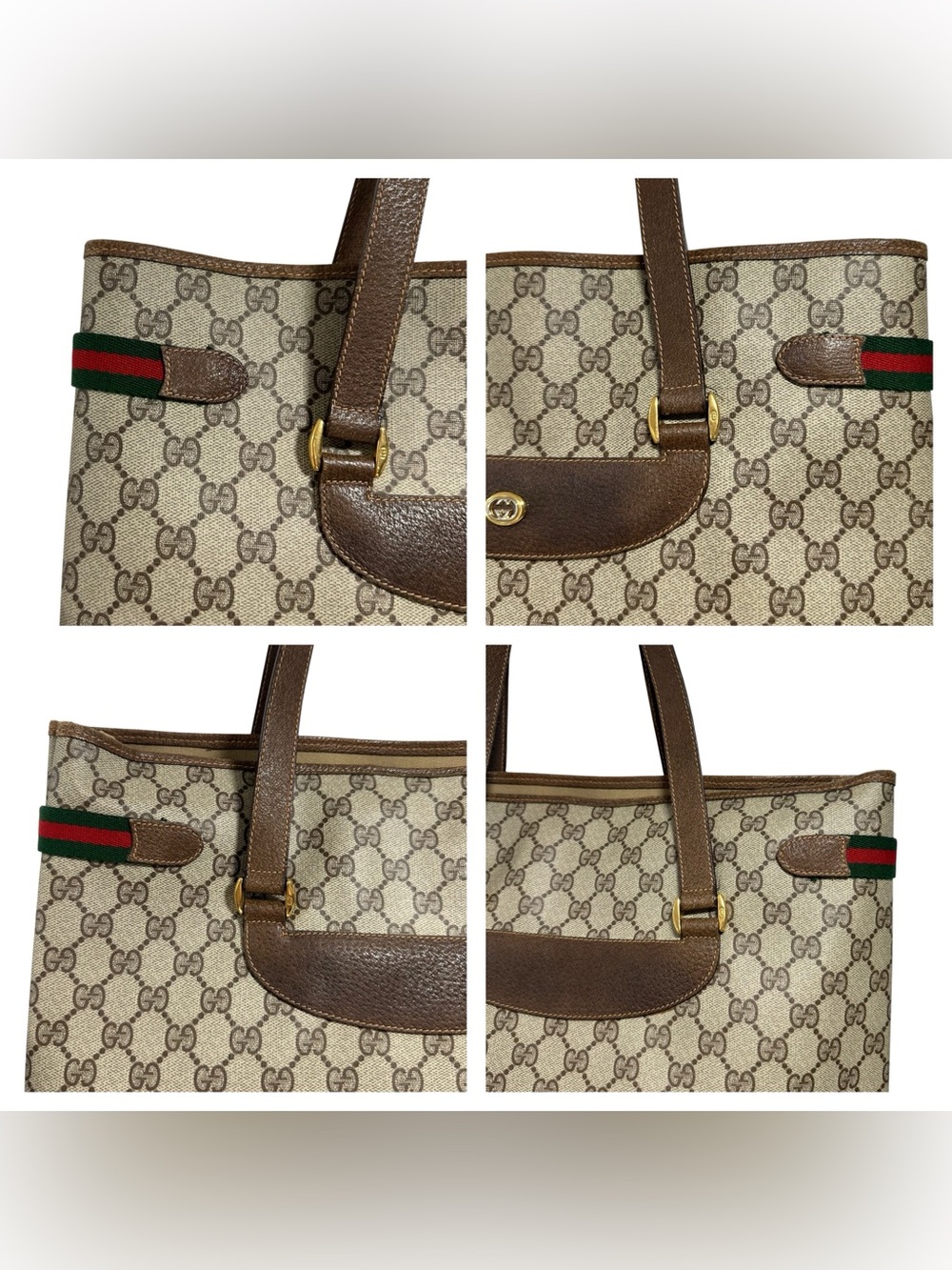 Gucci GG Supreme Web Canvas & Leather Sherry Line Tote Bag - Picture 6 of 16